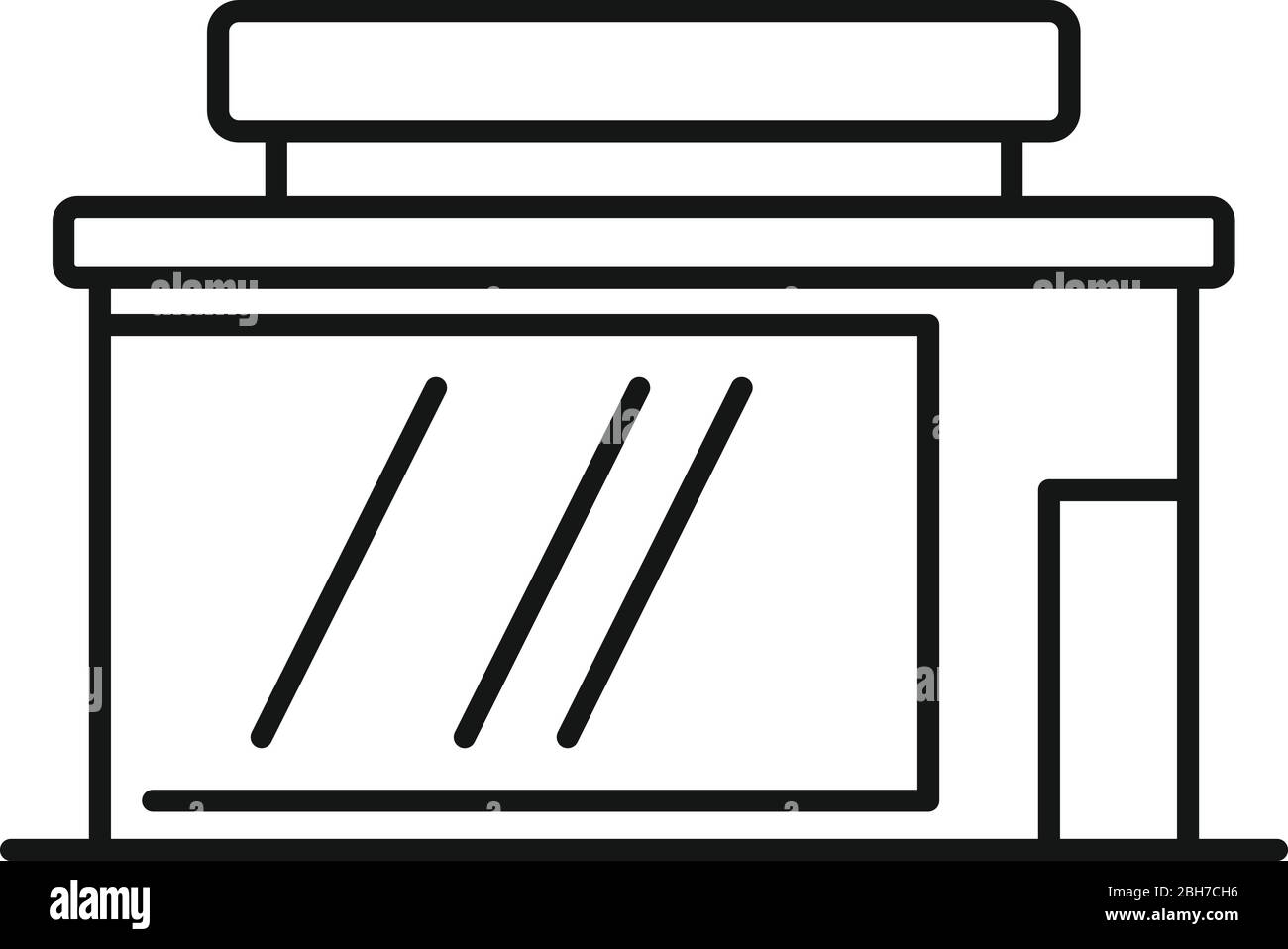 Icône du centre d'exposition du village. Contours village exposition centre icône vectoriel pour la conception de sites Web isolé sur fond blanc Illustration de Vecteur