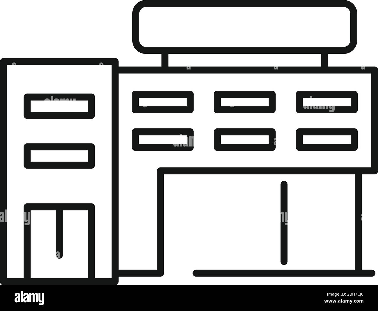Icône du centre d'exposition de la maison. Contour maison exposition centre icône vectoriel pour la conception de Web isolé sur fond blanc Illustration de Vecteur