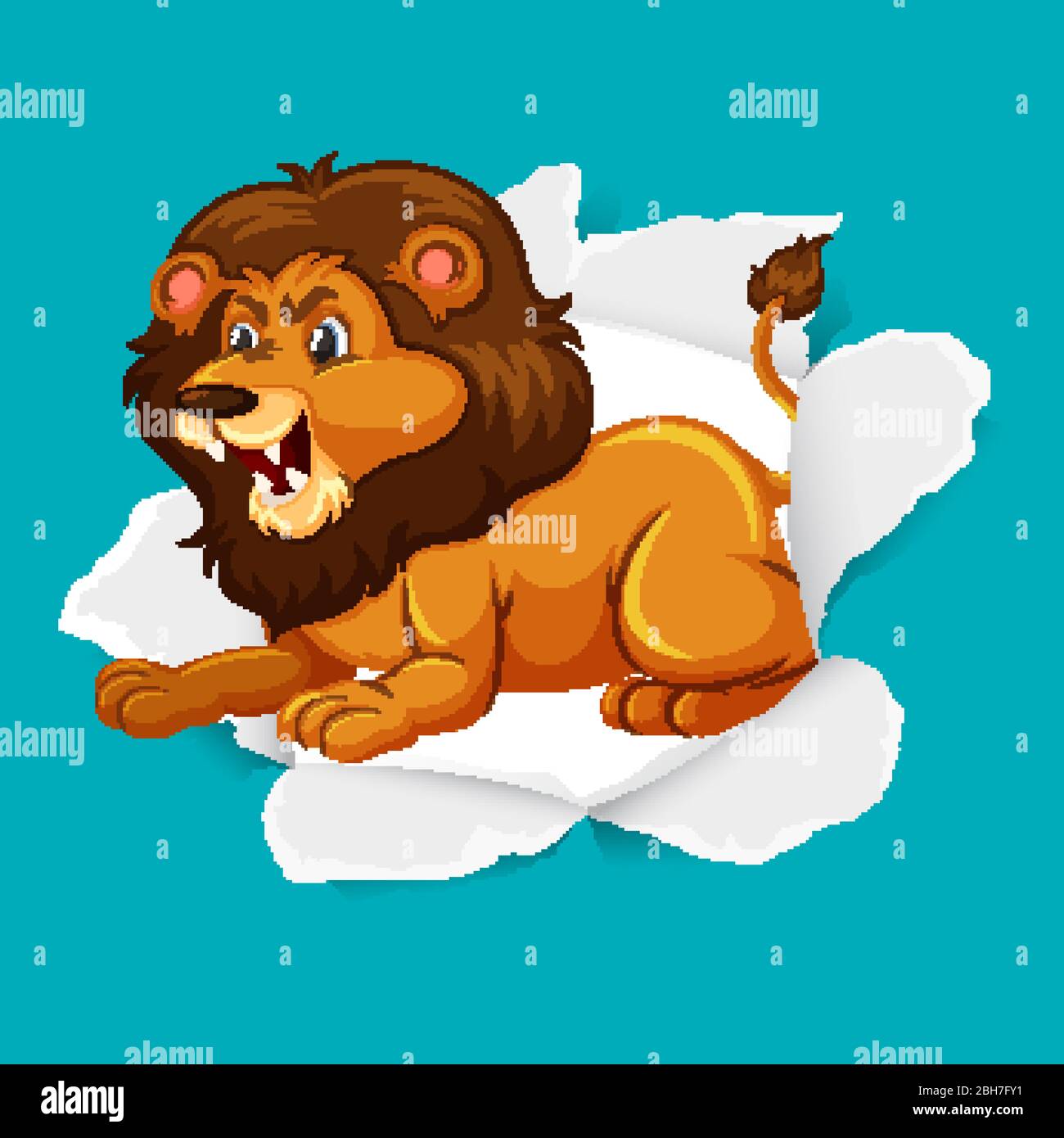 Modèle d'arrière-plan avec illustration représentant un lion sauvage Illustration de Vecteur