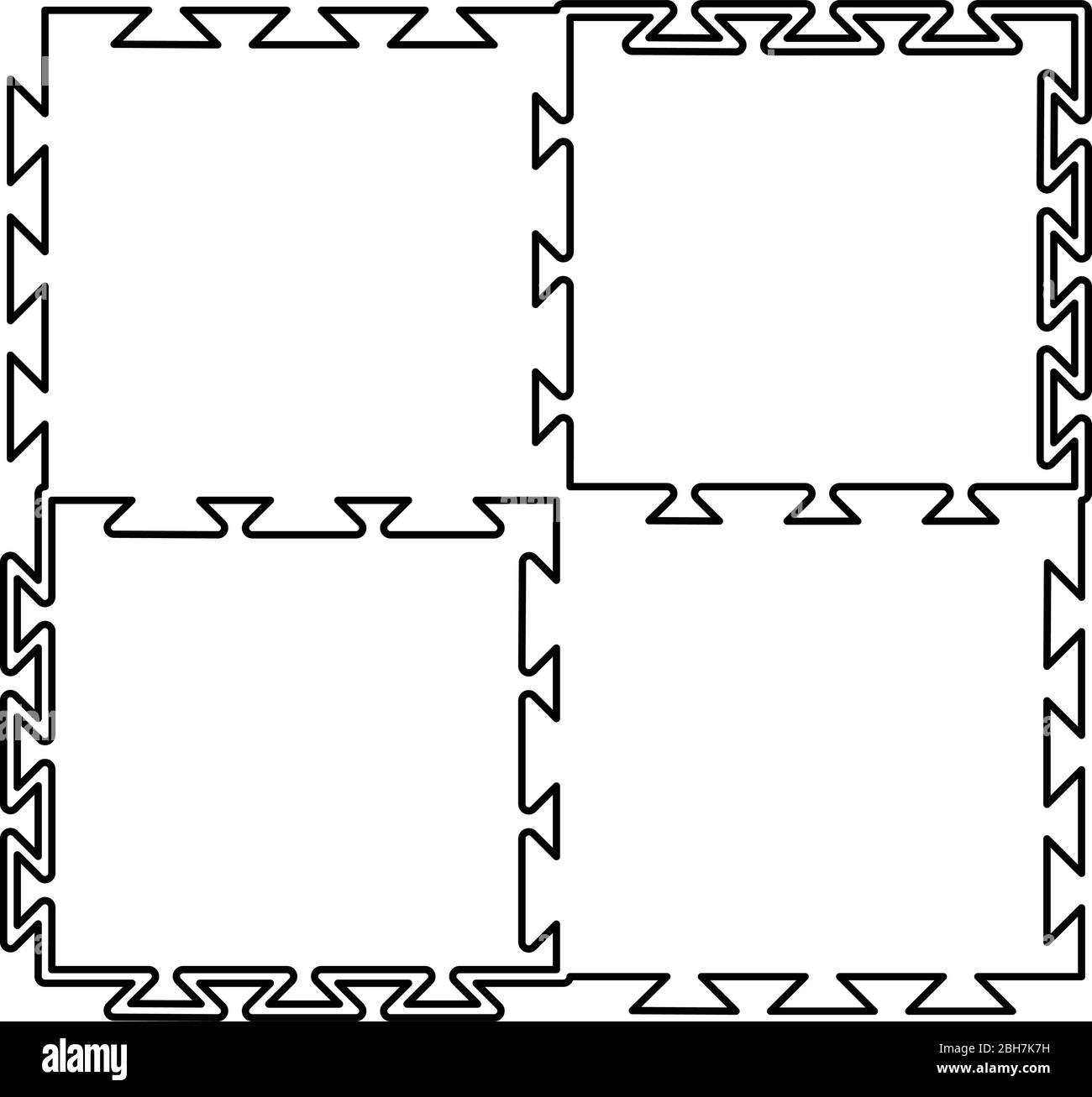 Puzzle sport mat avec mousse Play concept icône Tatami contour noir vecteur illustration plate style simple image Illustration de Vecteur