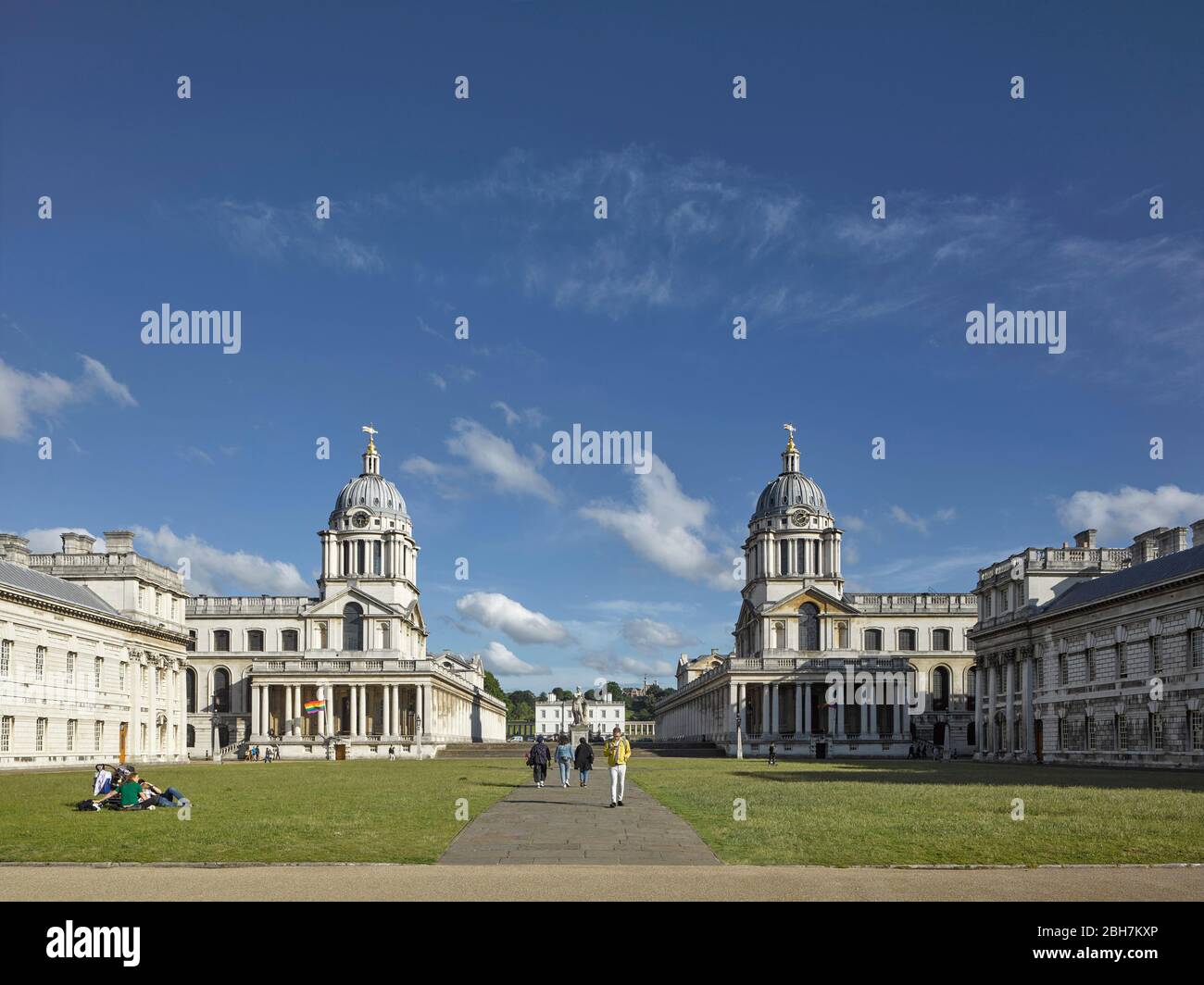 Vue sur l'université de Greenwich. Old Royal Naval College, Londres, Royaume-Uni. Architecte: Sir Christopher Wren, Nicholas Hawksmoor, 2019. Banque D'Images