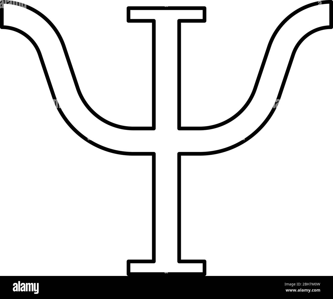 Psi symbole grec majuscule majuscule police majuscule icône contour noir illustration vectorielle couleur plate style simple image Illustration de Vecteur