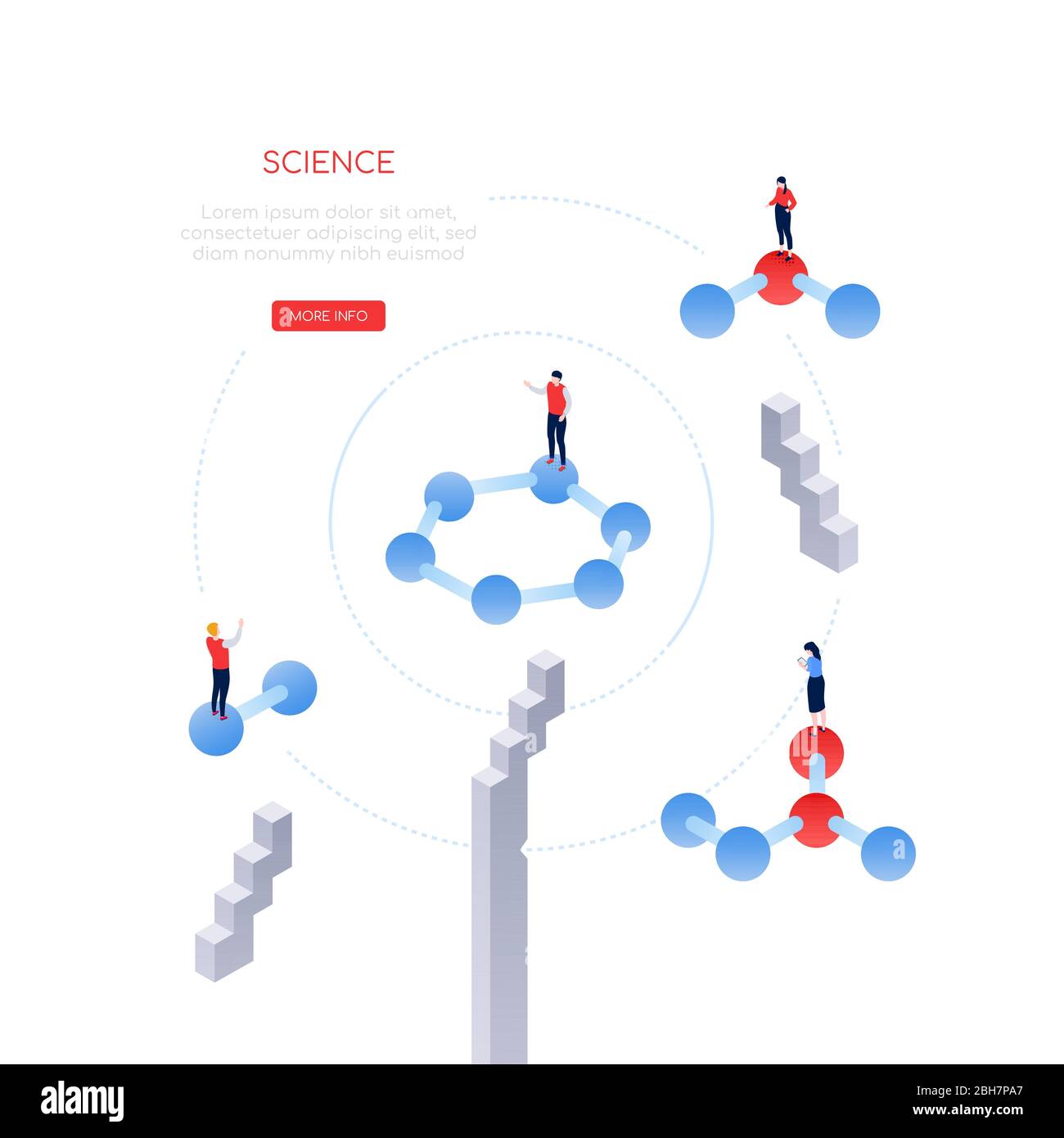 Science et recherche - bannière web moderne isométrique vectorielle Illustration de Vecteur