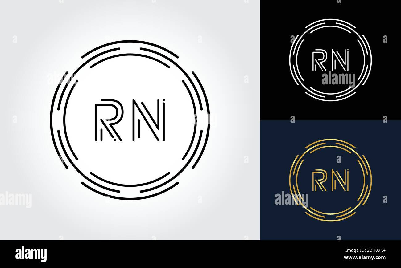 Première lettre logo RN modèle vectoriel de typographie créative. Design du logo Digital Abstract Letter RN Illustration de Vecteur