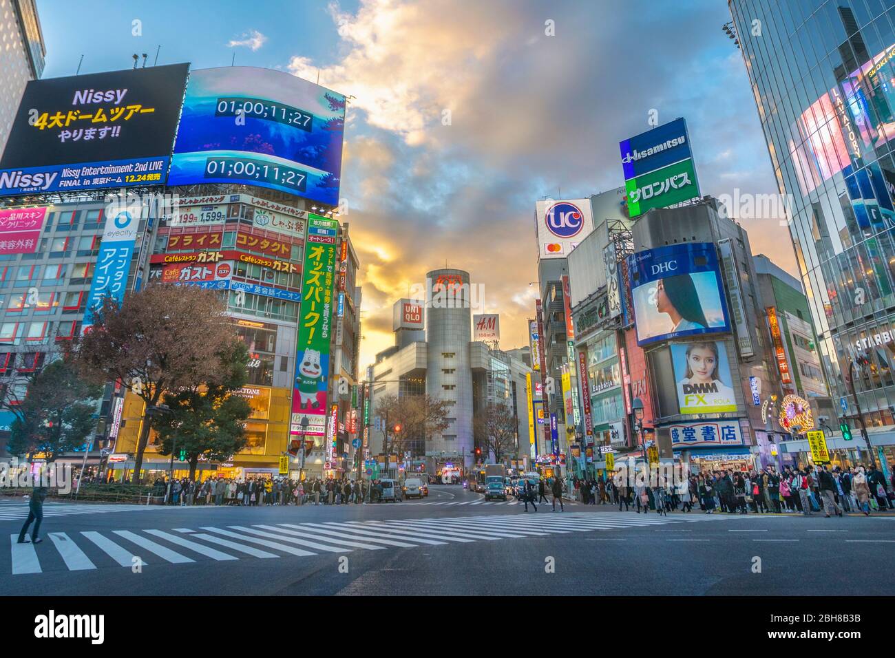 Le Japon, la ville de Tokyo, Shibuya District, Hachiko Crossing Banque D'Images