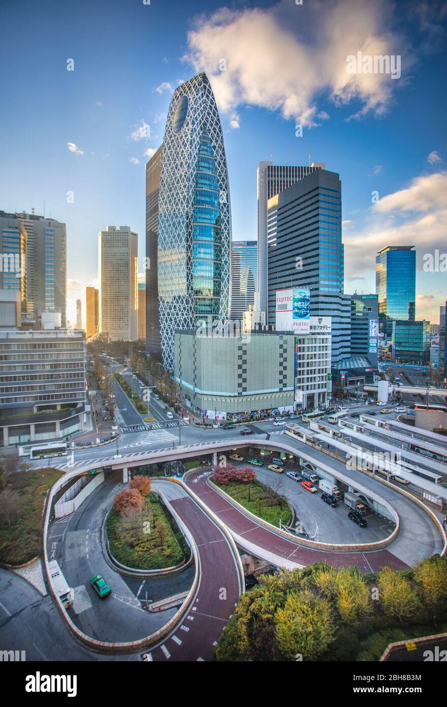 Japon, Tokyo City, quartier Shinjuku, gare Shinjuku côté ouest, tour Cocoon Banque D'Images