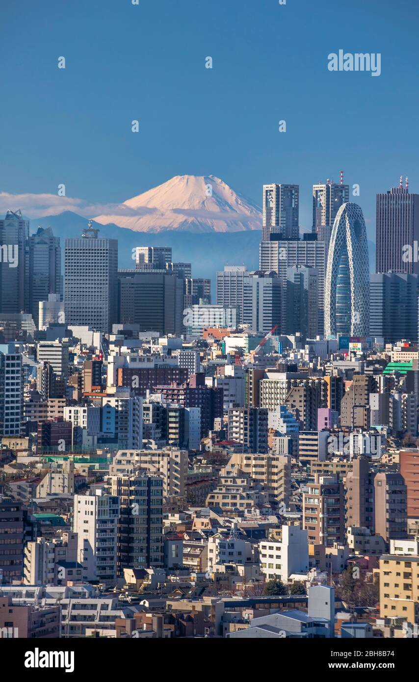 Japon, Tokyo City, Shinjuku Skyline et Mont Fuji Banque D'Images