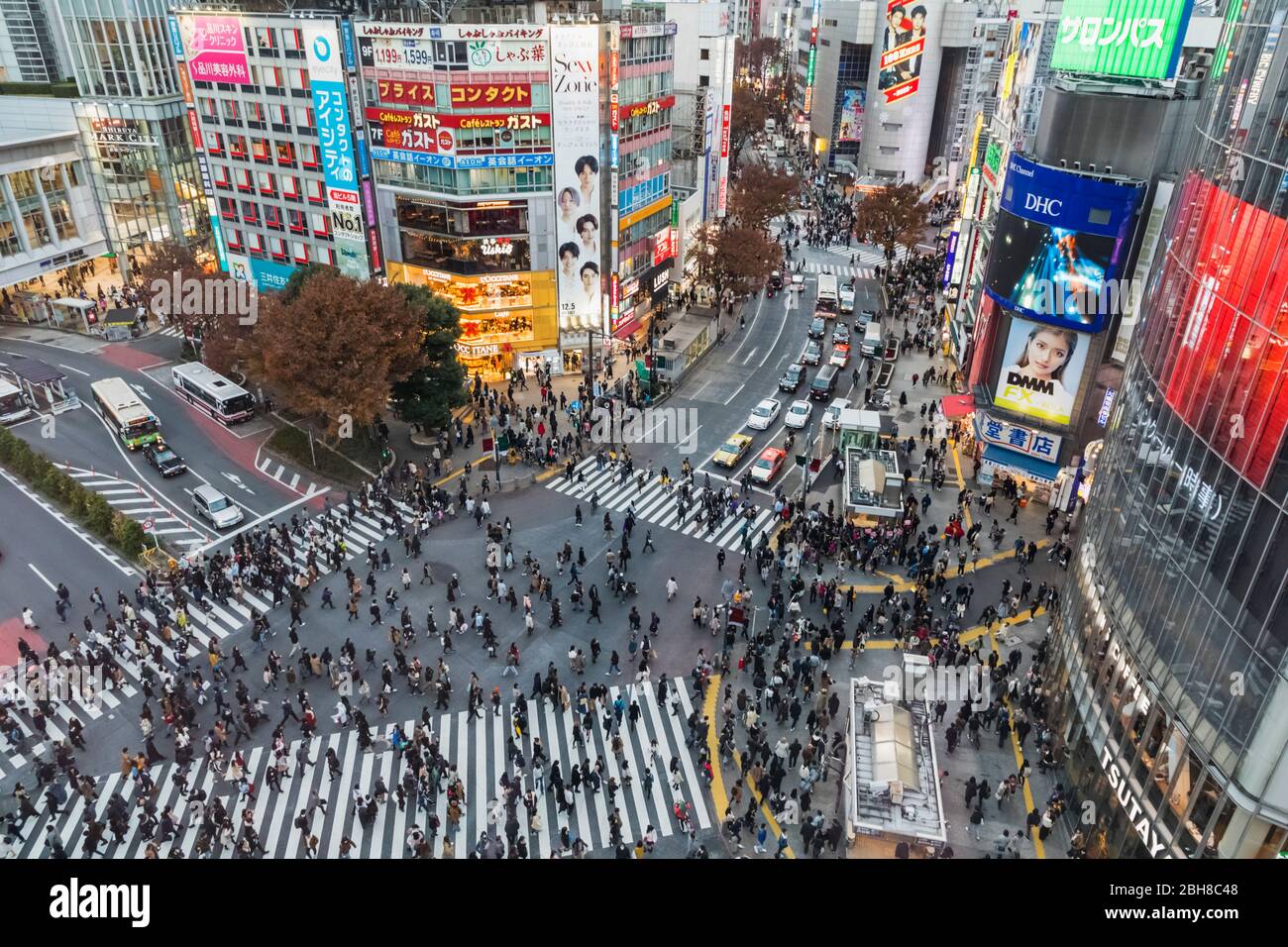 Le Japon, Honshu, Tokyo, Shibuya, veilleuses et Skyline Banque D'Images