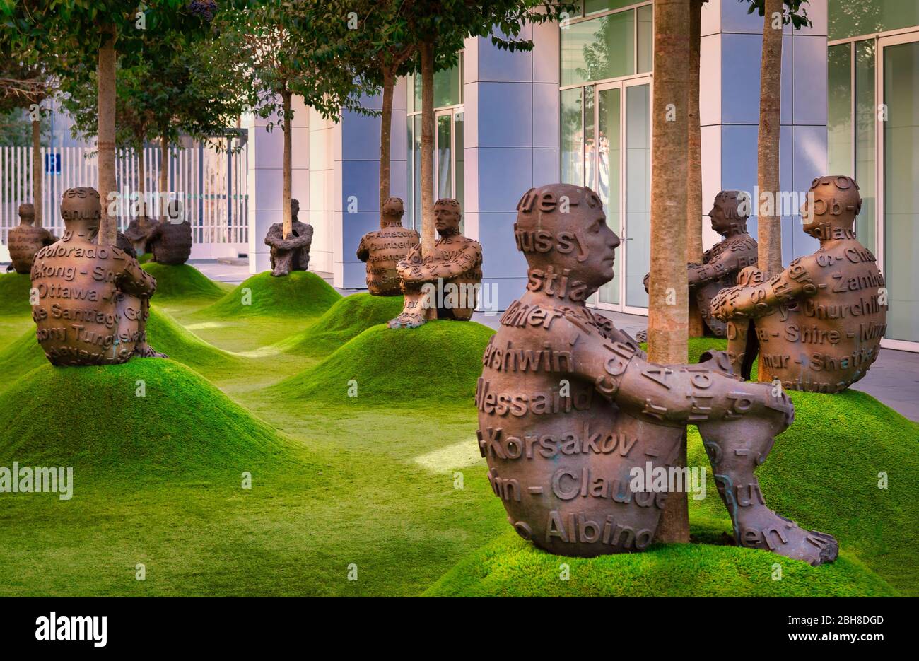 La ville de Barcelone, Musée d'Art Moderne, Jaume Plensa Sculptures Banque D'Images