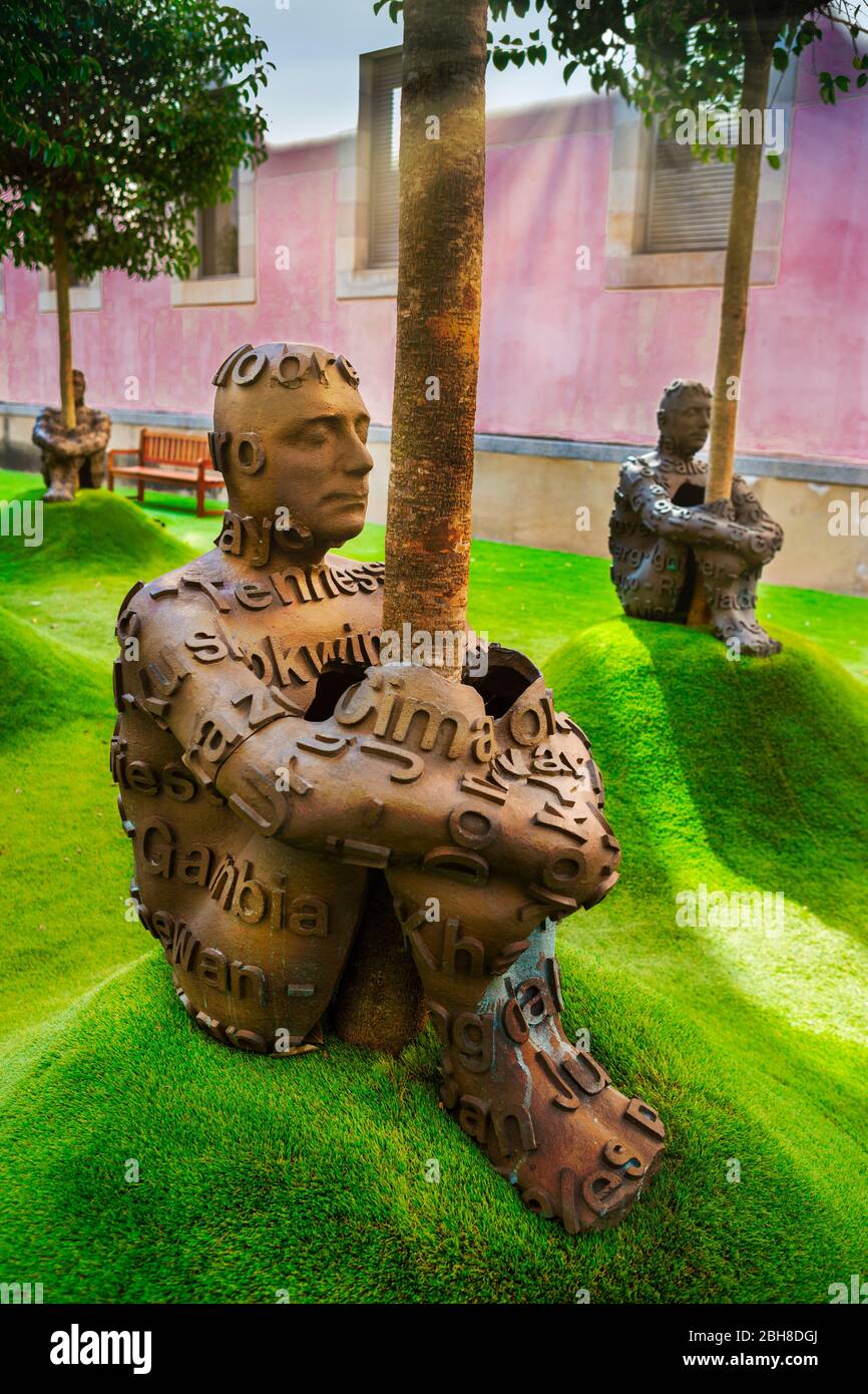 La ville de Barcelone, Musée d'Art Moderne, Jaume Plensa Sculptures Banque D'Images