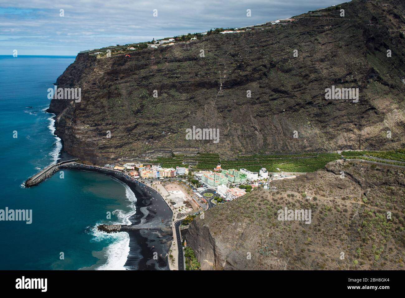 Île des Canaries la Palma, côte ouest avec Tazacorte, vue aérienne, Espagne Banque D'Images