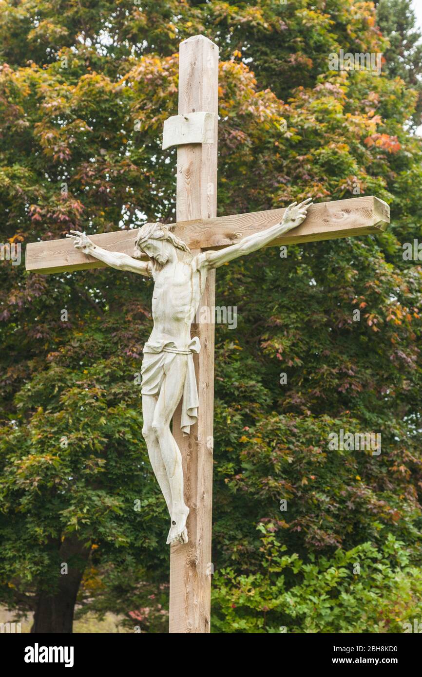 Canada, Nouvelle-Écosse, Port Royal Port Royal National Historic Site, site du premier établissement européen permanent au nord de la Floride en 1605, le crucifix Banque D'Images