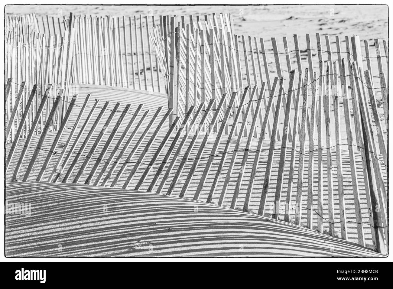 USA, New England, Massachusetts, Nantucket Island, Madaket Madaket, plages, de clôture et les ombres Banque D'Images