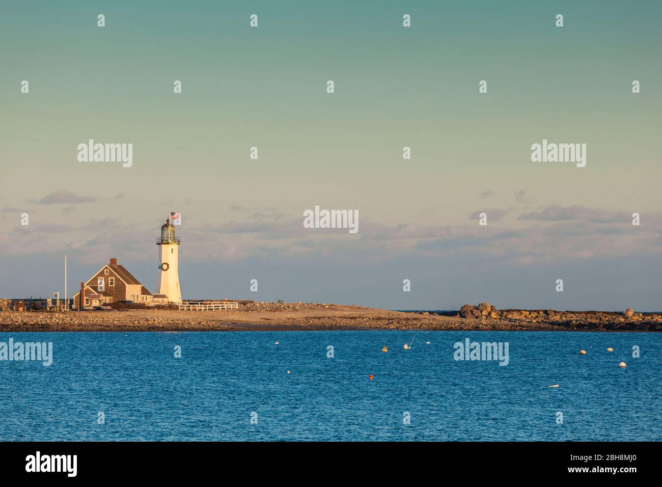 États-Unis, Nouvelle-Angleterre, Massachusetts, Scitate, phare de Ssituate, coucher de soleil Banque D'Images