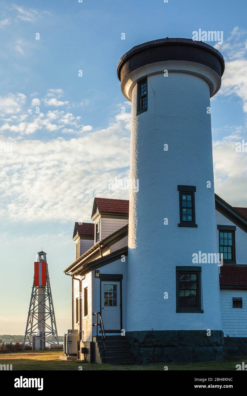 USA, New England, New Jersey, l'île de Nantucket Nantucket, Ville, US Coast Guard Station Brent Point, ancien phare de Nantucket Banque D'Images