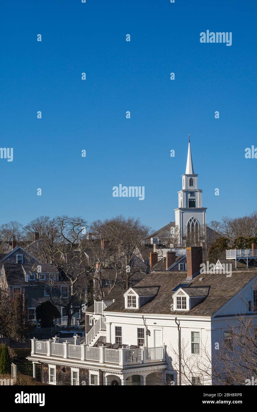 USA, New England, New Jersey, l'île de Nantucket Nantucket, Ville, Premier Congregational Church, extérieur Banque D'Images