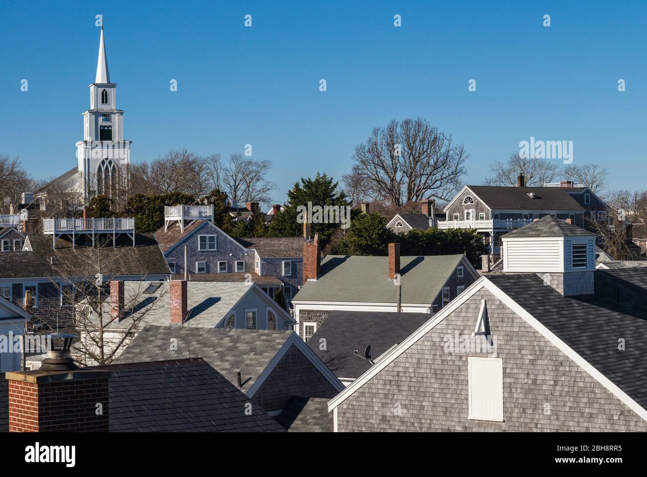 USA, New England, New Jersey, l'île de Nantucket Nantucket, Ville, Premier Congregational Church, extérieur Banque D'Images