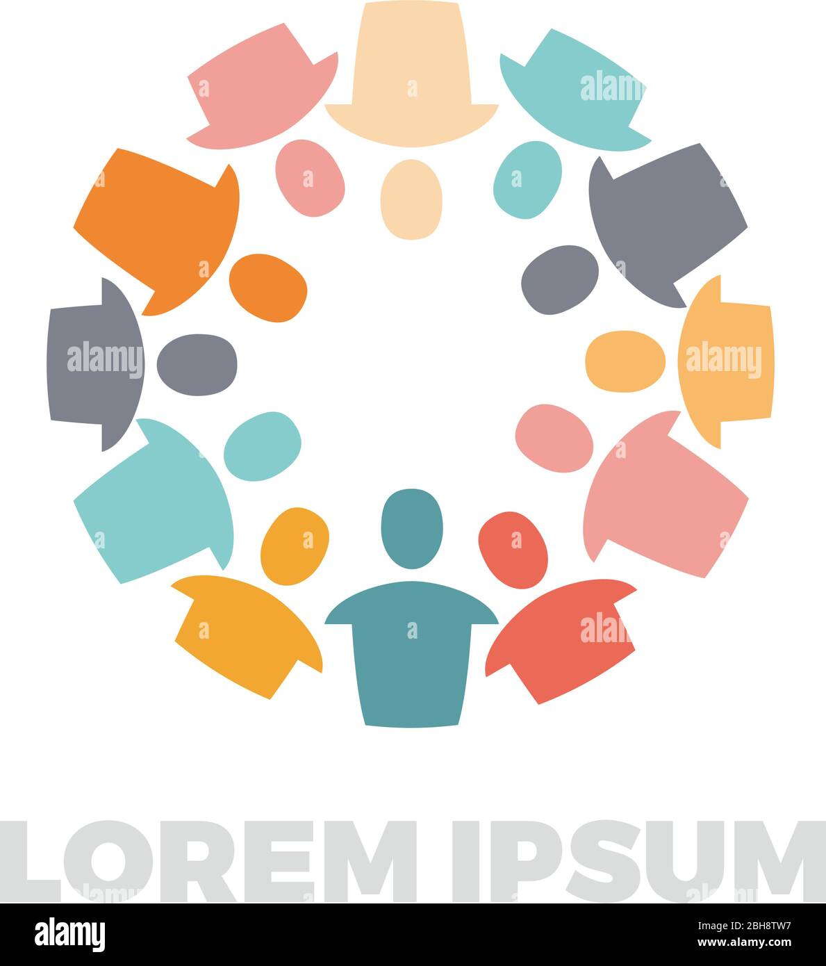 Vector People au cours de la discussion de groupe, du travail d'équipe et du financement participatif Illustration de Vecteur