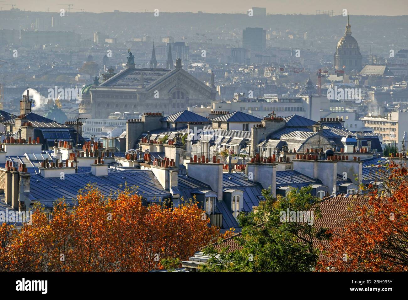 Vue de Montmartre sur la ville, Paris, Ile de France, France Banque D'Images