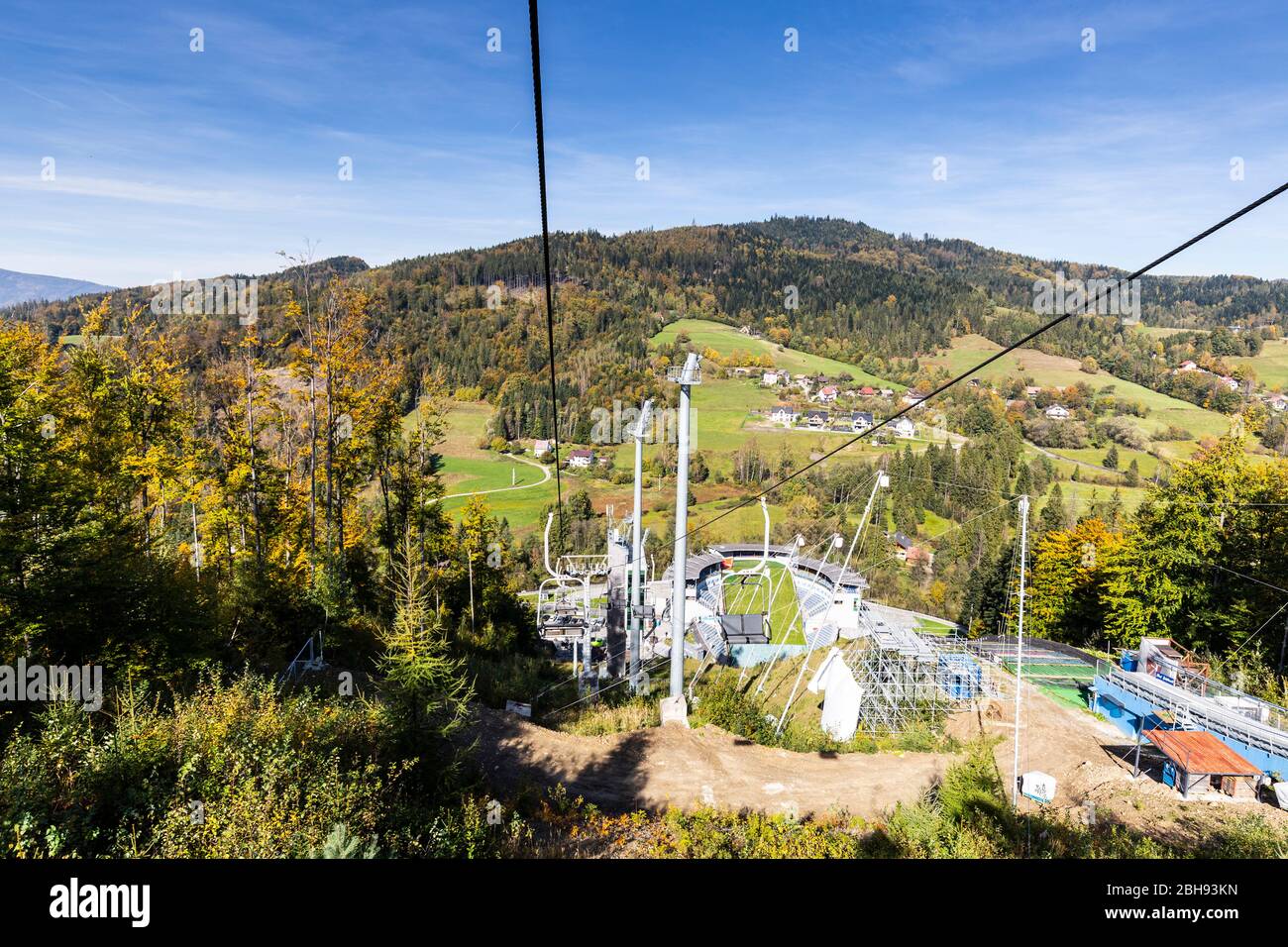Europe, Pologne, Silésie Voivodeship, Wisla - Malinka ski saut colline Banque D'Images