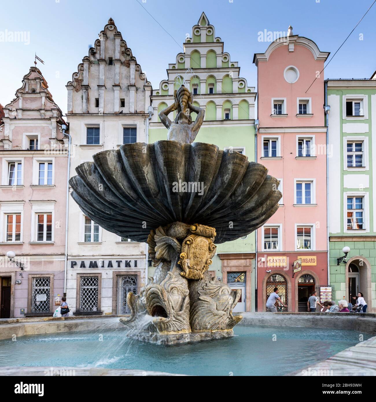 Europe, Pologne, Opole Voivodeship, Nysa / Tritonbrunnen / fontaine Triton Banque D'Images