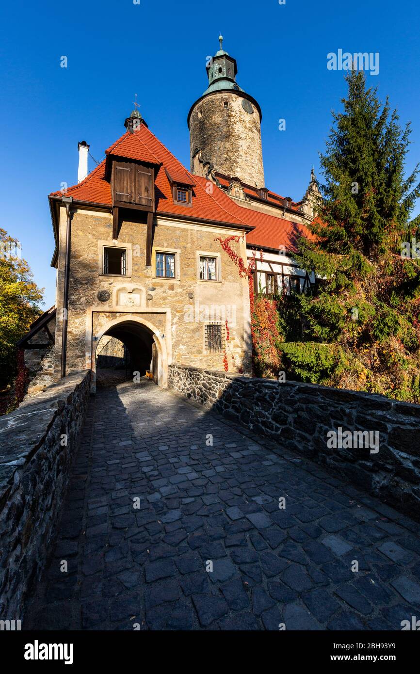 Europe, Pologne, Basse-Silésie, Château de Czocha / Tzschocha Banque D'Images