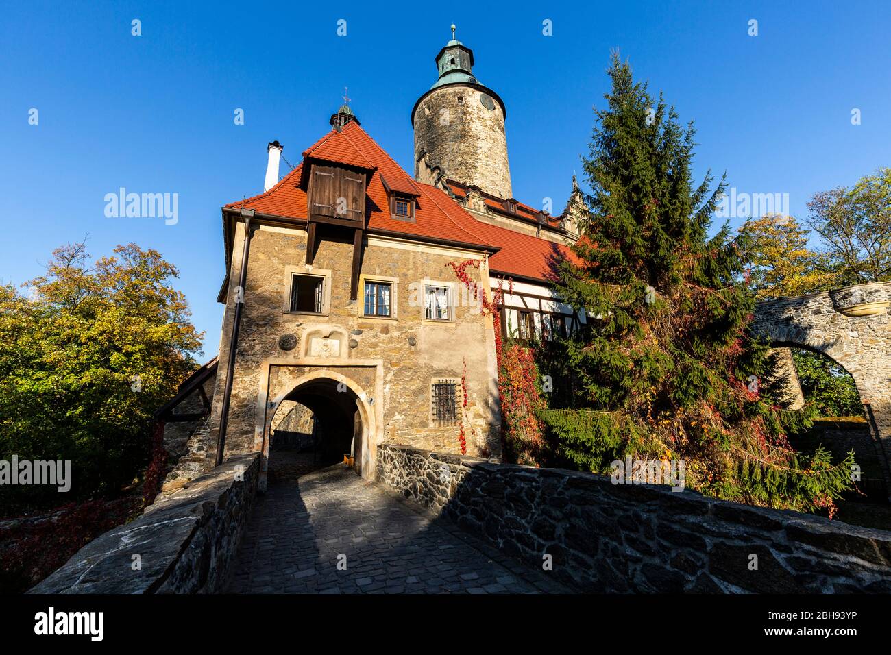 Europe, Pologne, Basse-Silésie, Château de Czocha / Tzschocha Banque D'Images