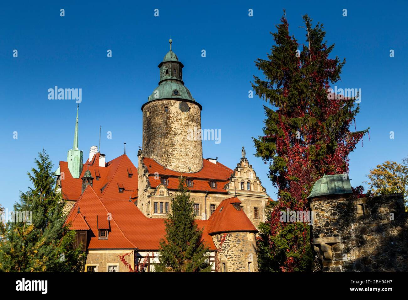 Europe, Pologne, Basse-Silésie, Château de Czocha / Tzschocha Banque D'Images