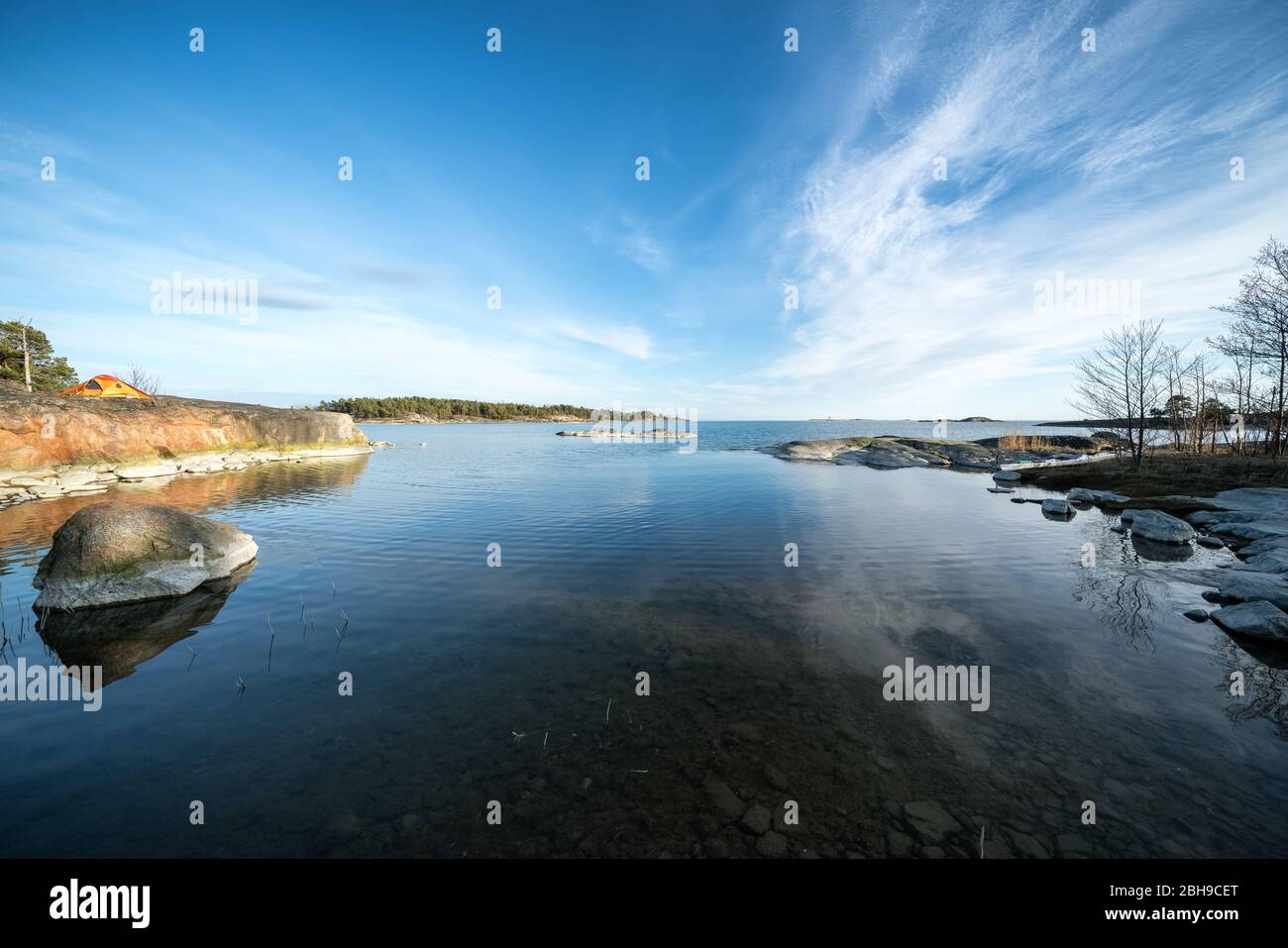 Camping à l'île Stora Halsö, Inkoo, Finlande Banque D'Images