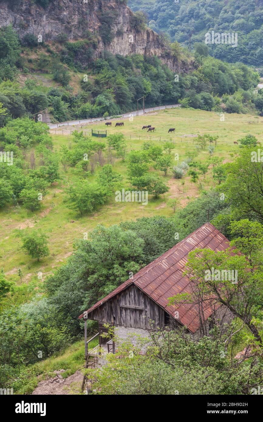 L'Arménie, Canyon Débède, Akhtala, ferme, high angle Banque D'Images