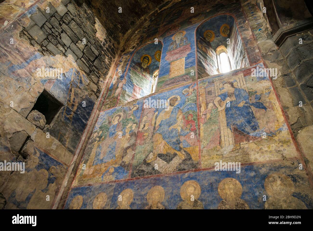 L'Arménie, Canyon Débède, Akhtala Akhtala, église, 13e siècle, fresques de l'intérieur Banque D'Images