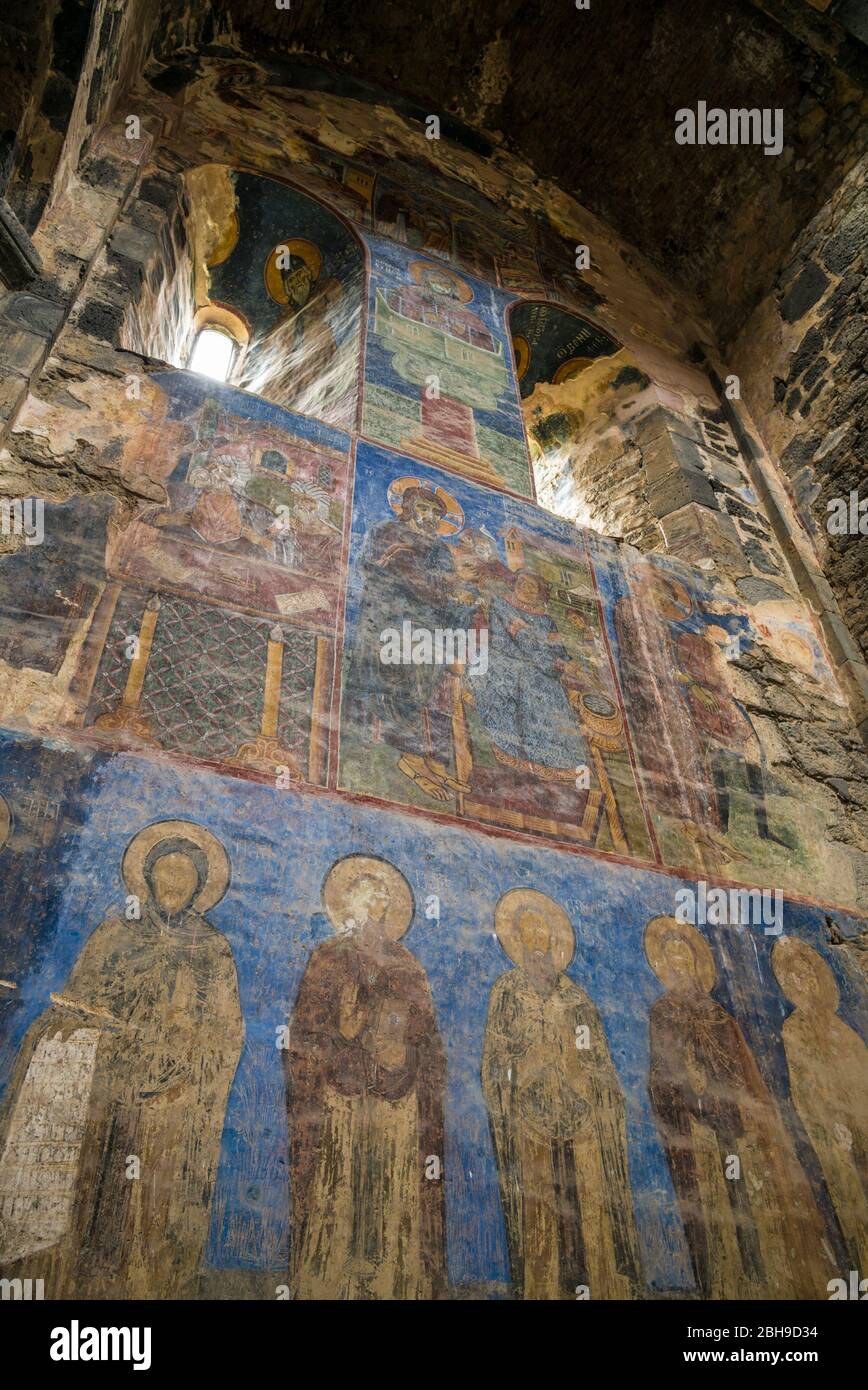 L'Arménie, Canyon Débède, Akhtala Akhtala, église, 13e siècle, fresques de l'intérieur Banque D'Images