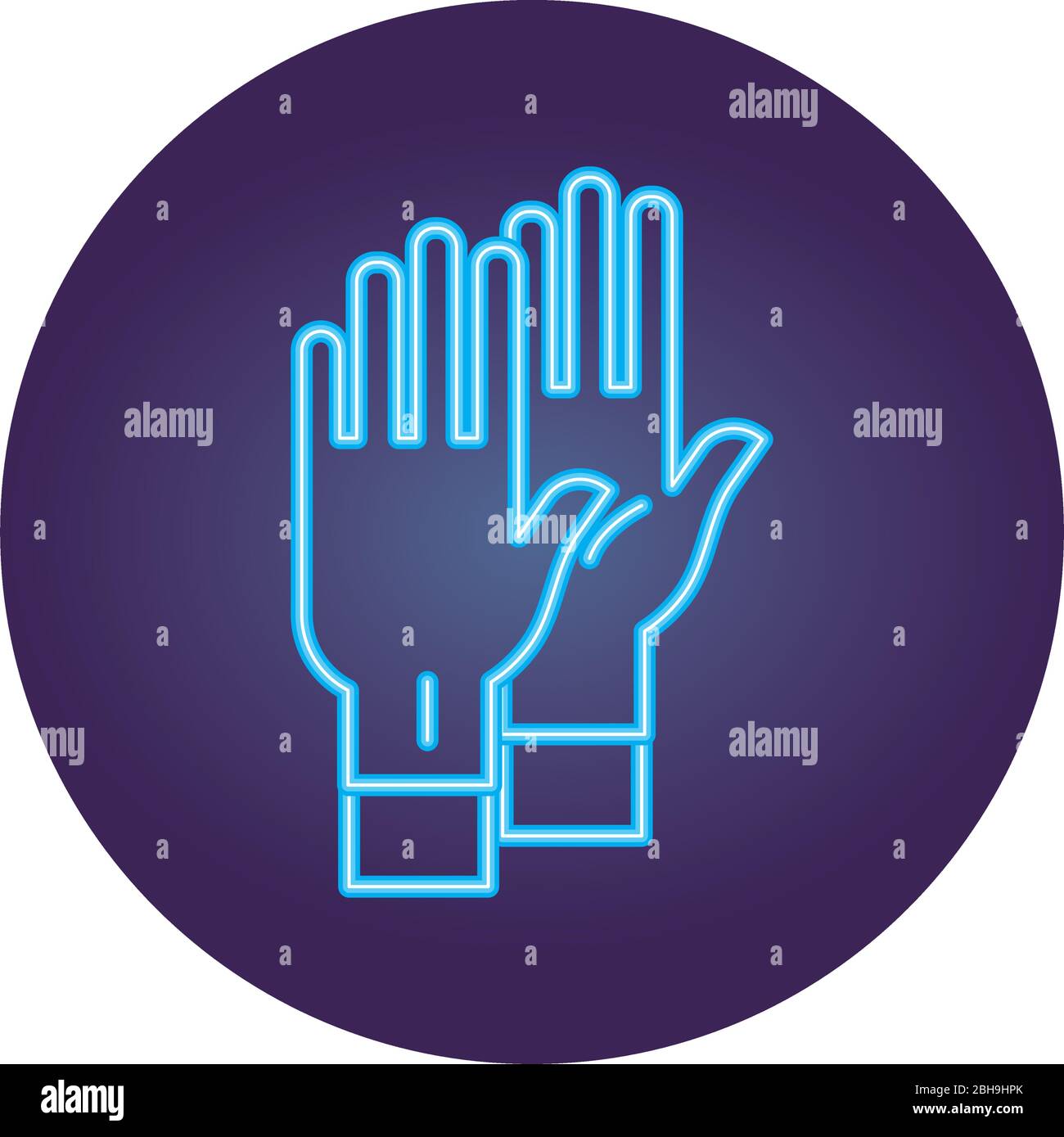 main avec gants chirurgicaux style néon Illustration de Vecteur