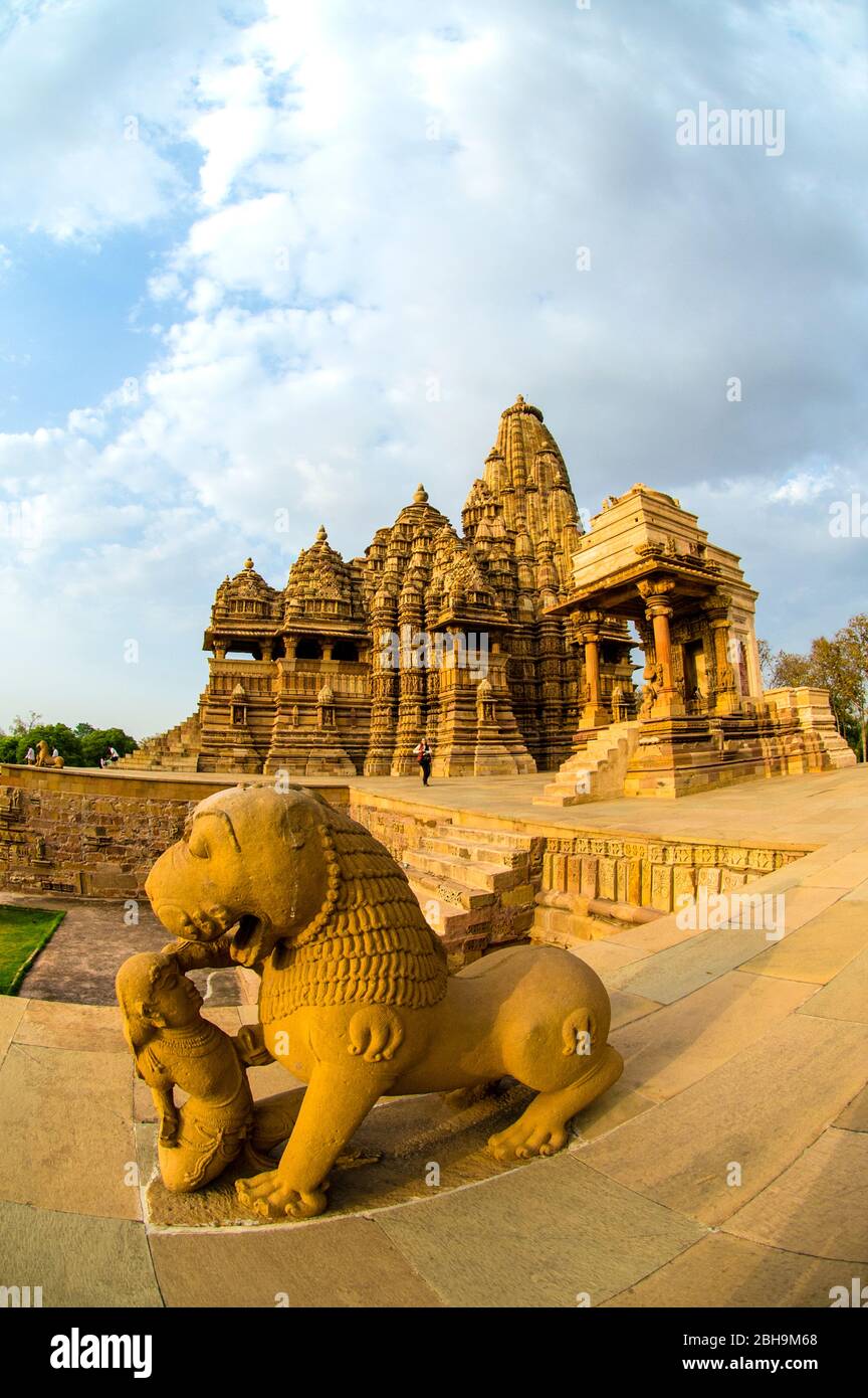 Architecture du temple, temples de Khajuraho, Inde Banque D'Images