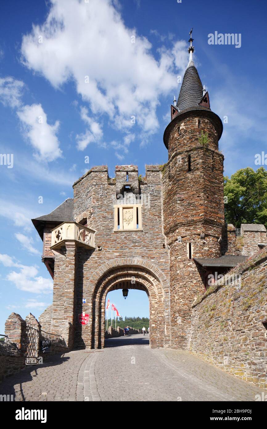 Reichsburg Cochem, Burgtor, Cochem sur la Moselle, la Moselle, la Rhénanie-Palatinat, l'Allemagne, l'Europe Banque D'Images