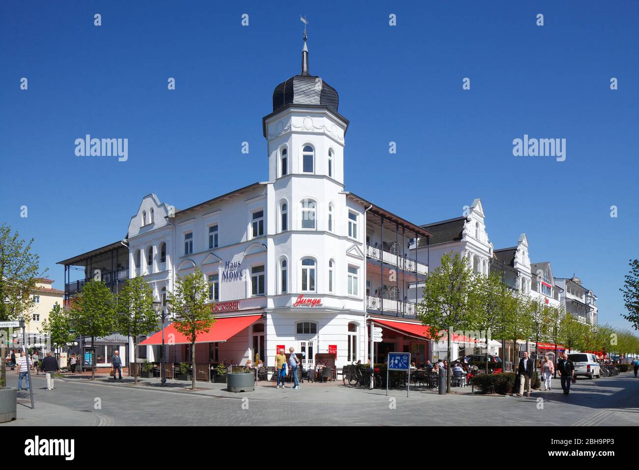 Hotel Haus Möwe, Bäderarchitektur, Binz auf Rügen, Insel Rügen, Mecklembourg-Poméranie-Occidentale, Deutschland, Europa Banque D'Images