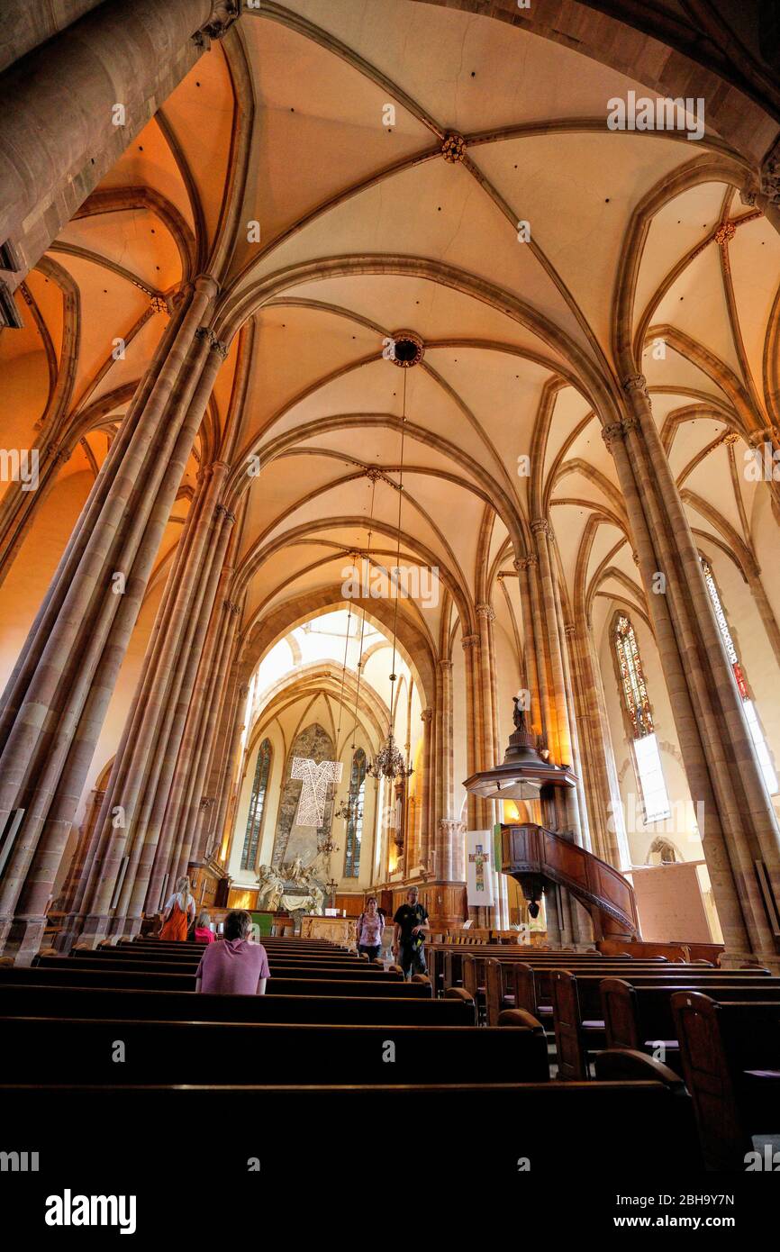 France, Alsace, Strasbourg, Église Saint-Thomas, Église Saint-Thomas (Thomaskirche), intérieur Banque D'Images