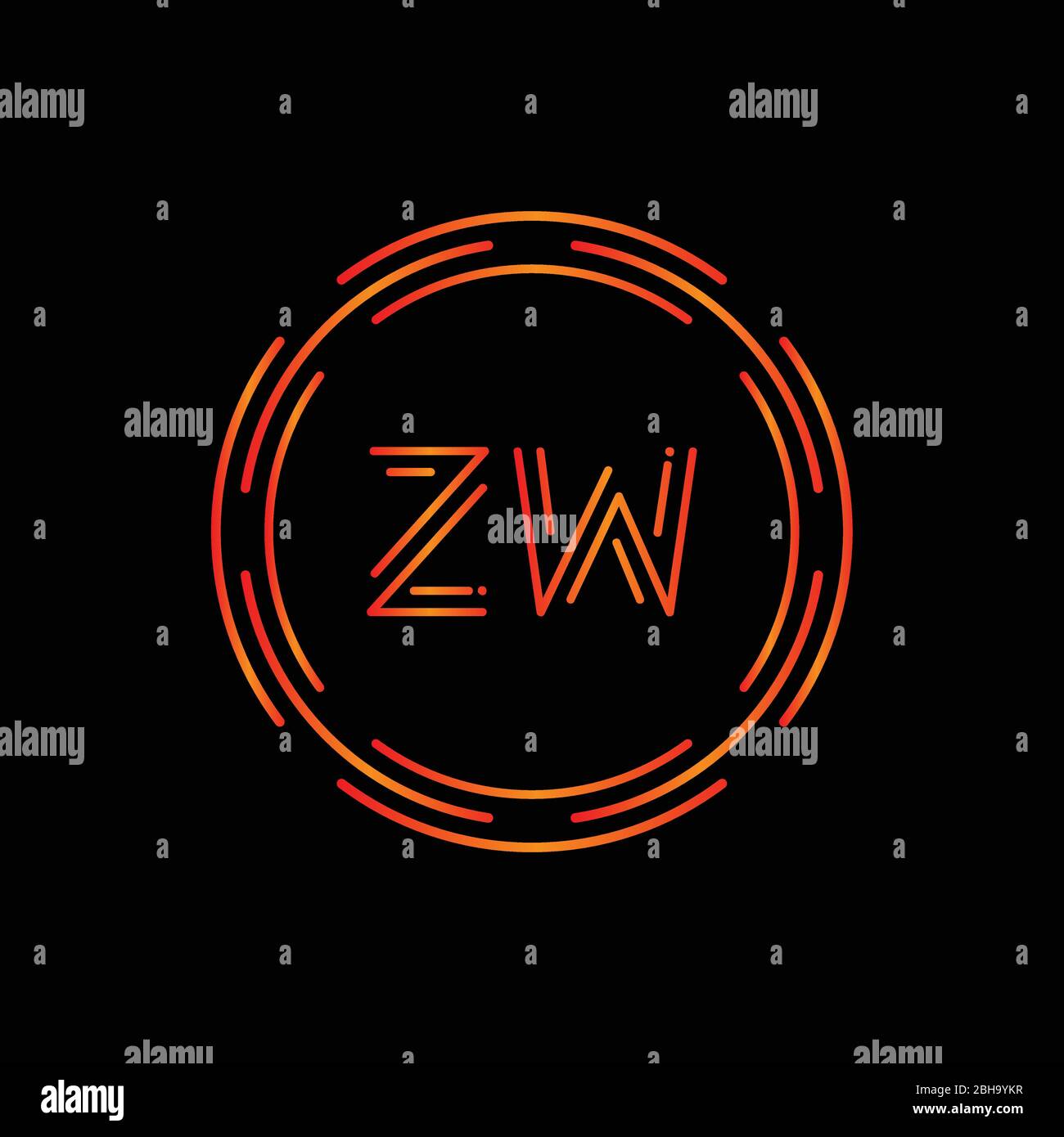 Modèle vectoriel de conception de logo ZW initial. Illustration vectorielle de logo commercial ZW à lettre de cercle numérique Illustration de Vecteur