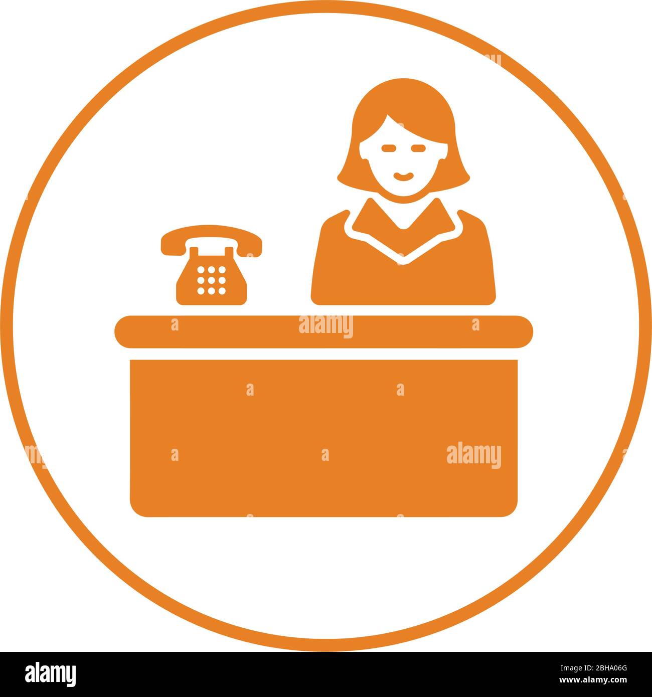 Beau design et entièrement modifiable réception, réceptionniste, bureau, hall d'accueil, bureau, icône de service pour les commerces, les médias imprimés, le Web ou tout type de design Illustration de Vecteur