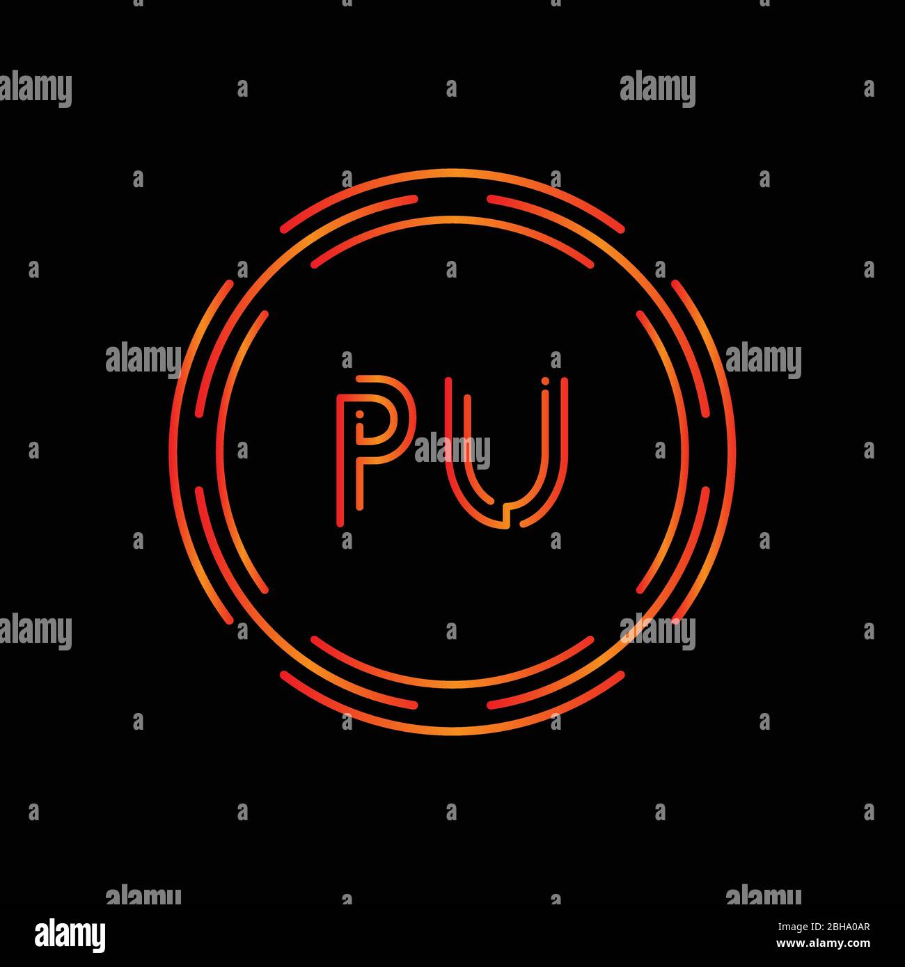 Lettre initiale de conception de logo de PU modèle vectoriel. Lettre de PU Logo Design Illustration de Vecteur
