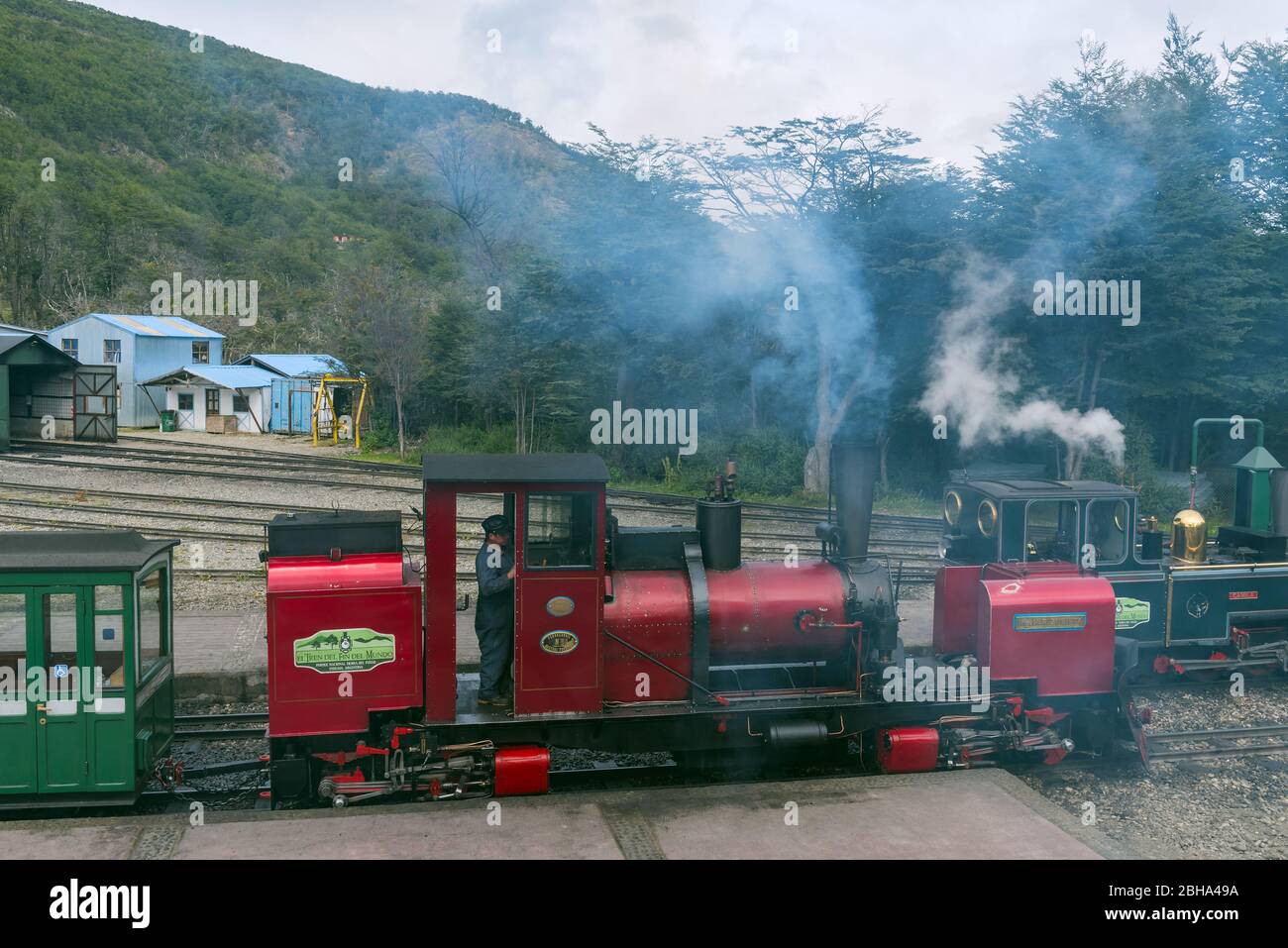 Train de la fin de la gare mondiale, Tierra del Fuego, Argentine Banque D'Images