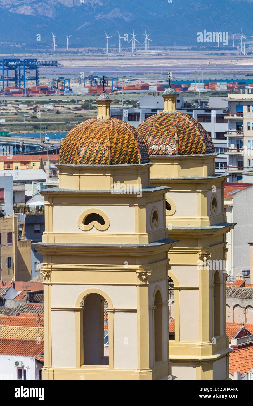Clocher de l'église Sant 'Anna, vieille ville, Cagliari, Sardaigne, Italie Banque D'Images