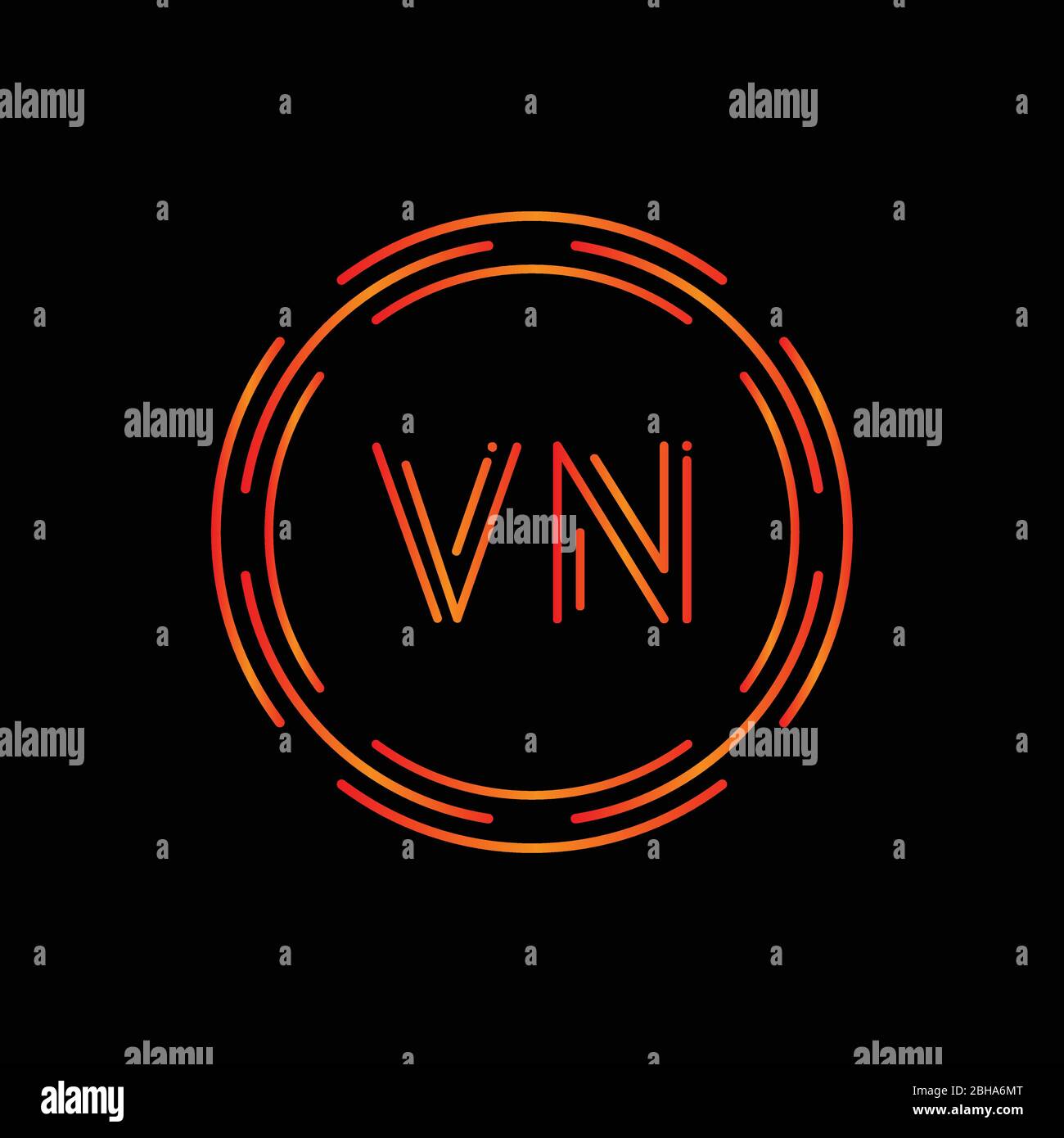 Creative Letter VN logo Creative Typographie Vector Template. Logo VN lettre abstraite numérique. Illustration de Vecteur