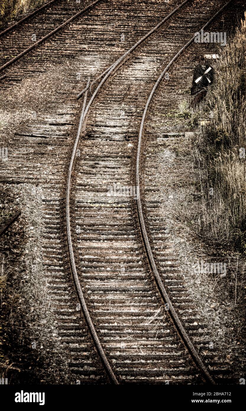 Track, ancien croisement, traité numériquement, RailArt Banque D'Images