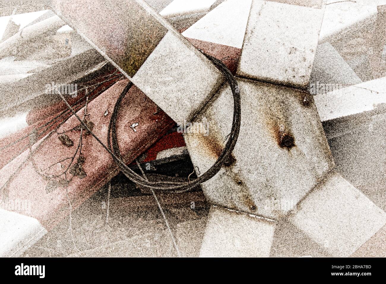 St. Andrew's Cross, ferraille, traité numériquement, High Key, RailArt Banque D'Images