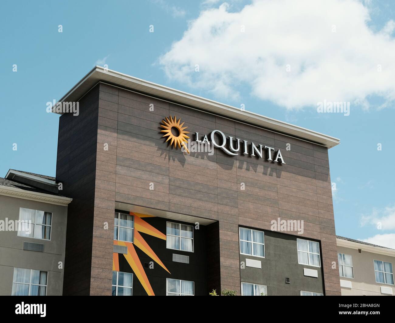 L'hôtel la Quinta ou le logo extérieur du motel à Montgomery Alabama, États-Unis. Banque D'Images