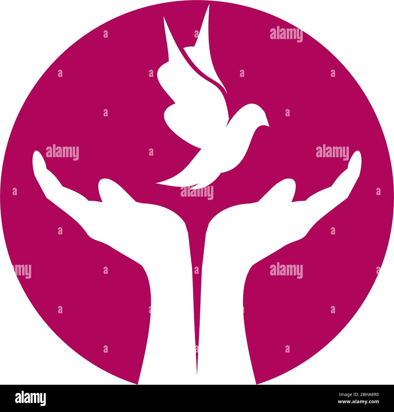 Logo Peace avec modèle d'icône à main et colombe Illustration de Vecteur