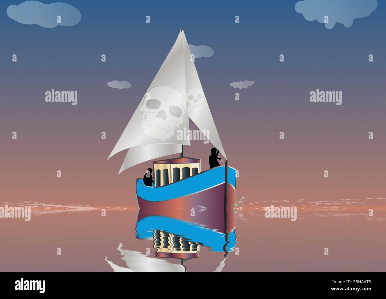 Pêcheur en haute mer, la llaustation Banque D'Images