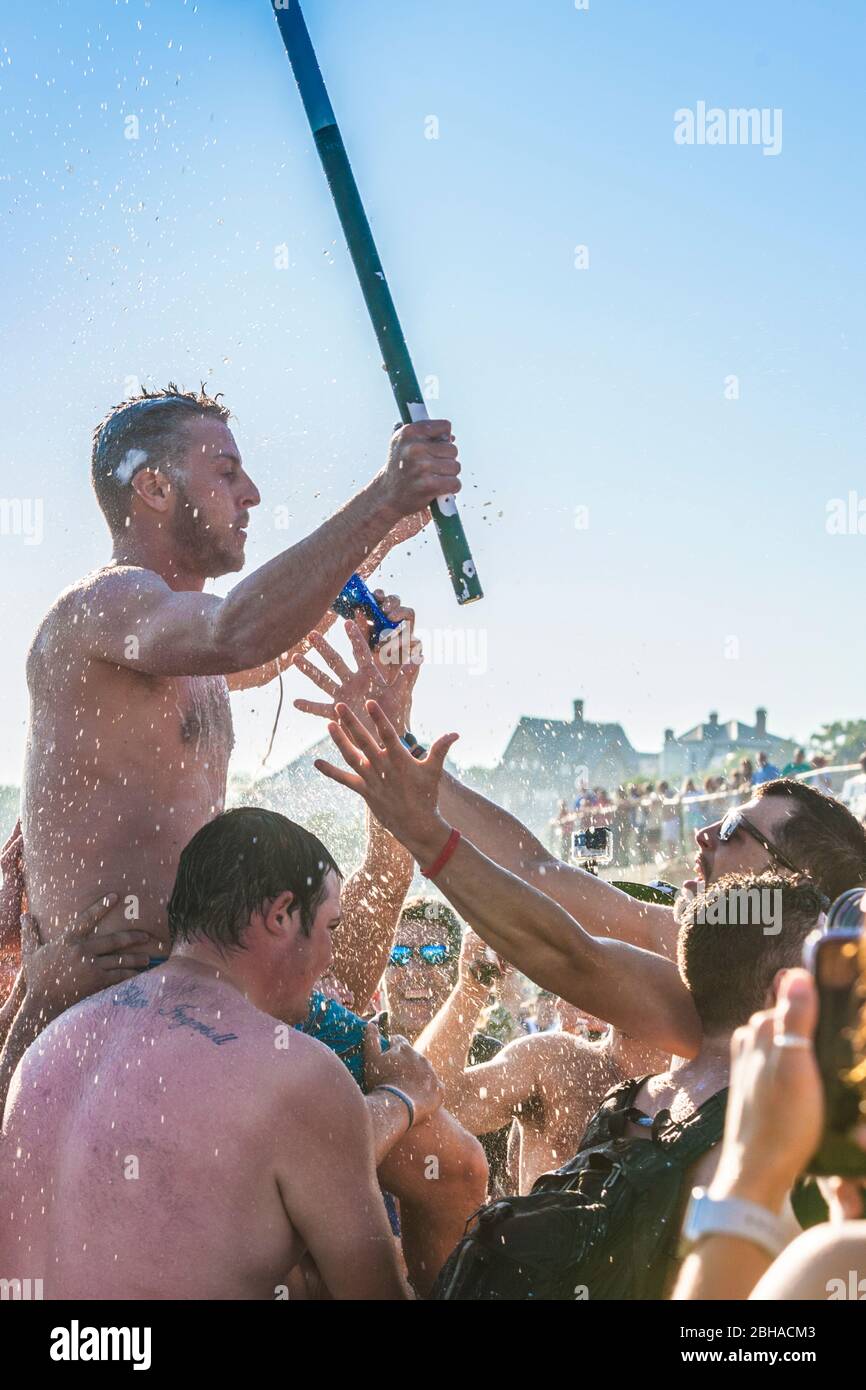 États-Unis, Nouvelle-Angleterre, Massachusetts, Cape Ann, Gloucester, Saint Peters Fiesta, Festival de la pêche traditionnelle italienne, Champions du pôle gras, NR Banque D'Images