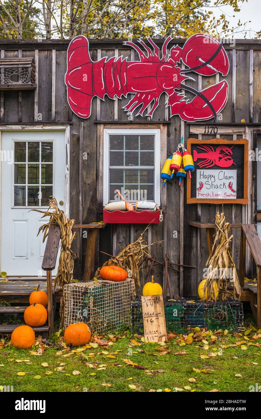 USA (Maine), Mt. Île déserte, Eden, homard traditionnel shack restaurant de fruits de mer, automne Banque D'Images